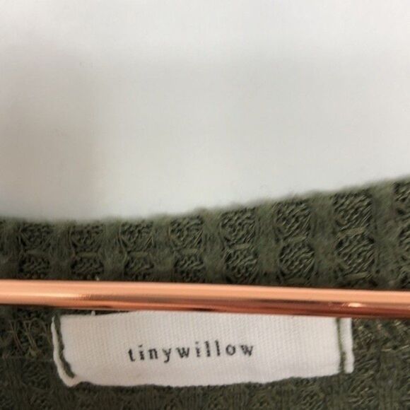 ASOS Tiny Willow Olive Green Cropped Waffle Knit Elastic Hem Top New Small (254) - Picture 3 of 3